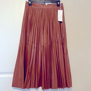Pleated leather skirt